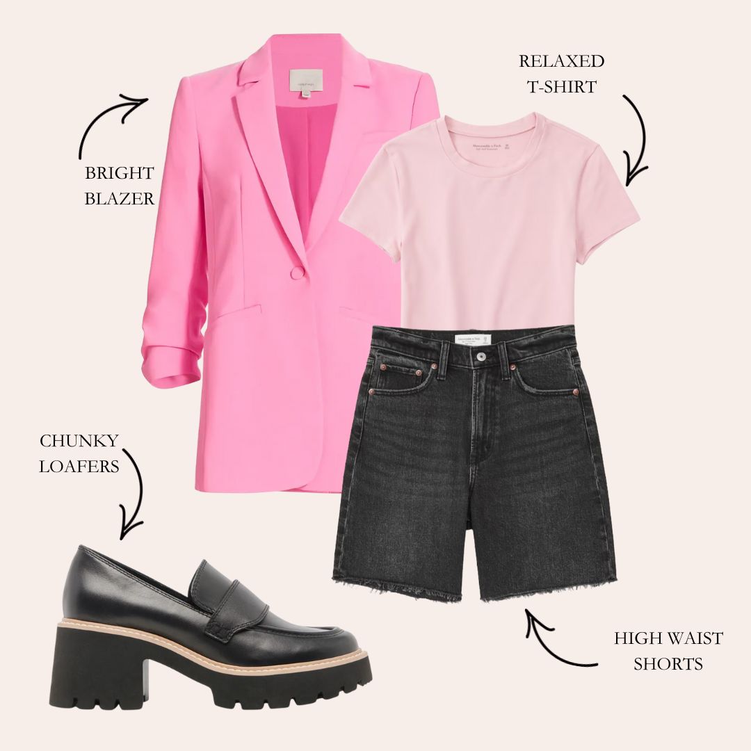 pink blazer and loafers outfit How To Style Chunky Loafers