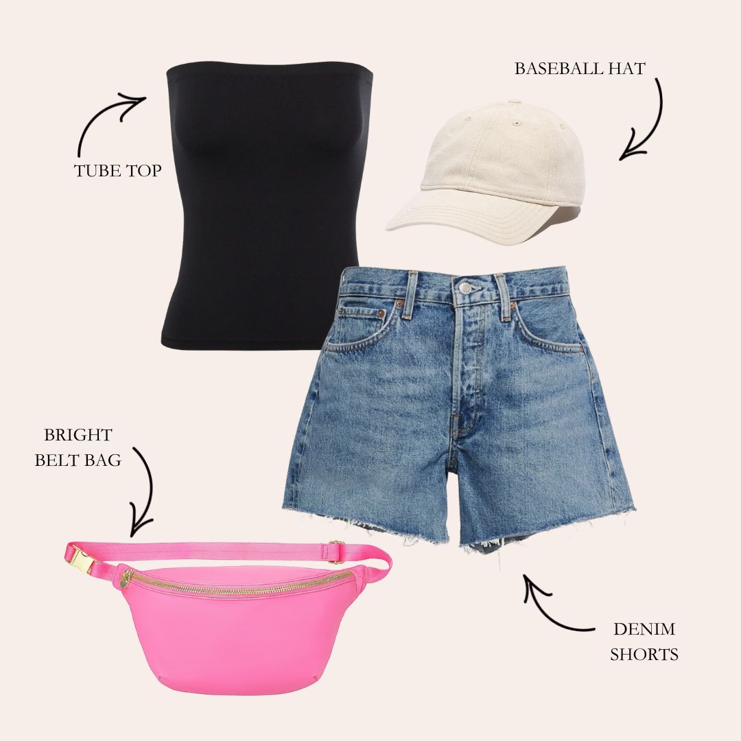 tube top with denim shorts tube top with denim shorts