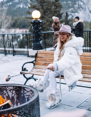 roasting marshmallows at fairmont banff springs