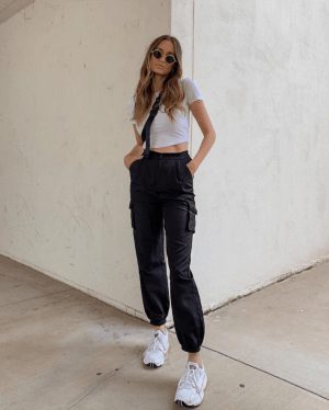 cargo-style jeans and a crop top cargo-style jeans and a crop top