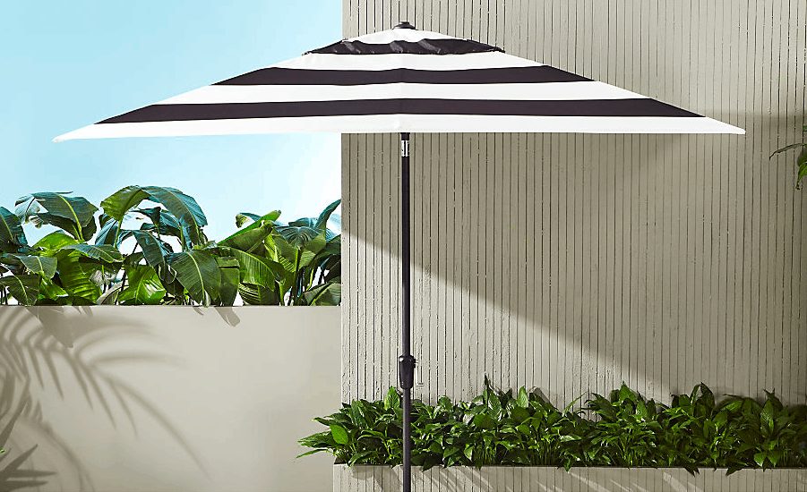 CB2 RECTANGULAR BLACK AND WHITE STRIPE UMBRELLA SHADE