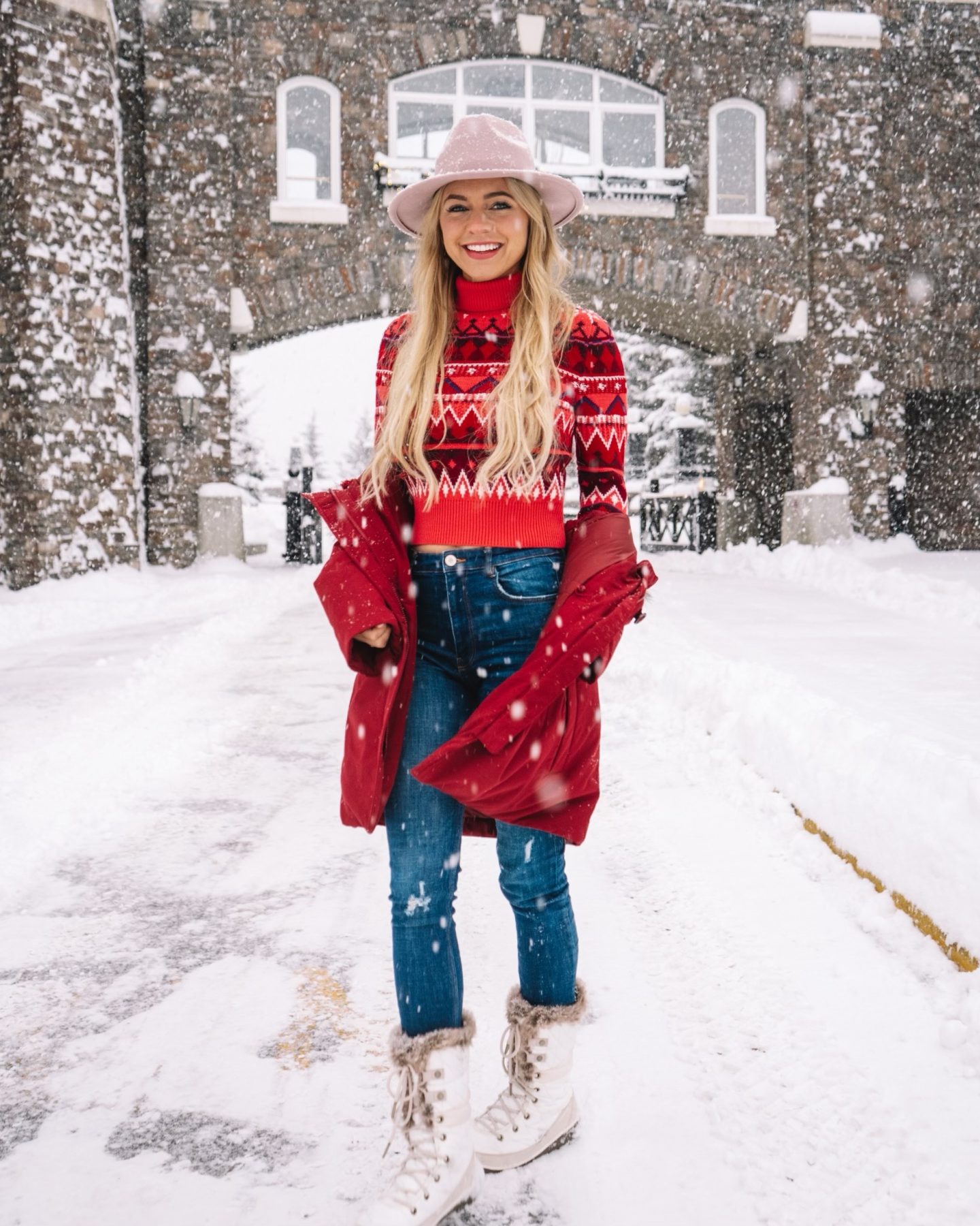 cropped sweater with blue jeans