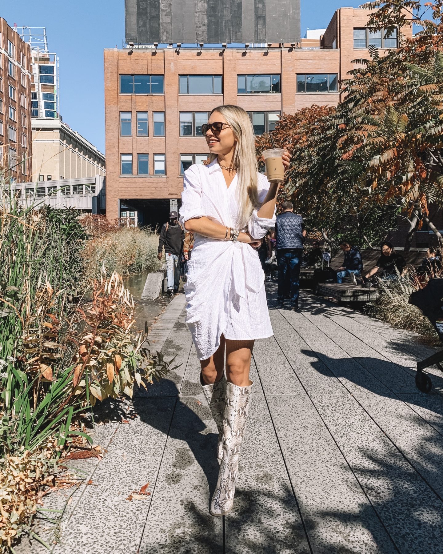 NYC spring and summer outfit - dress with boots