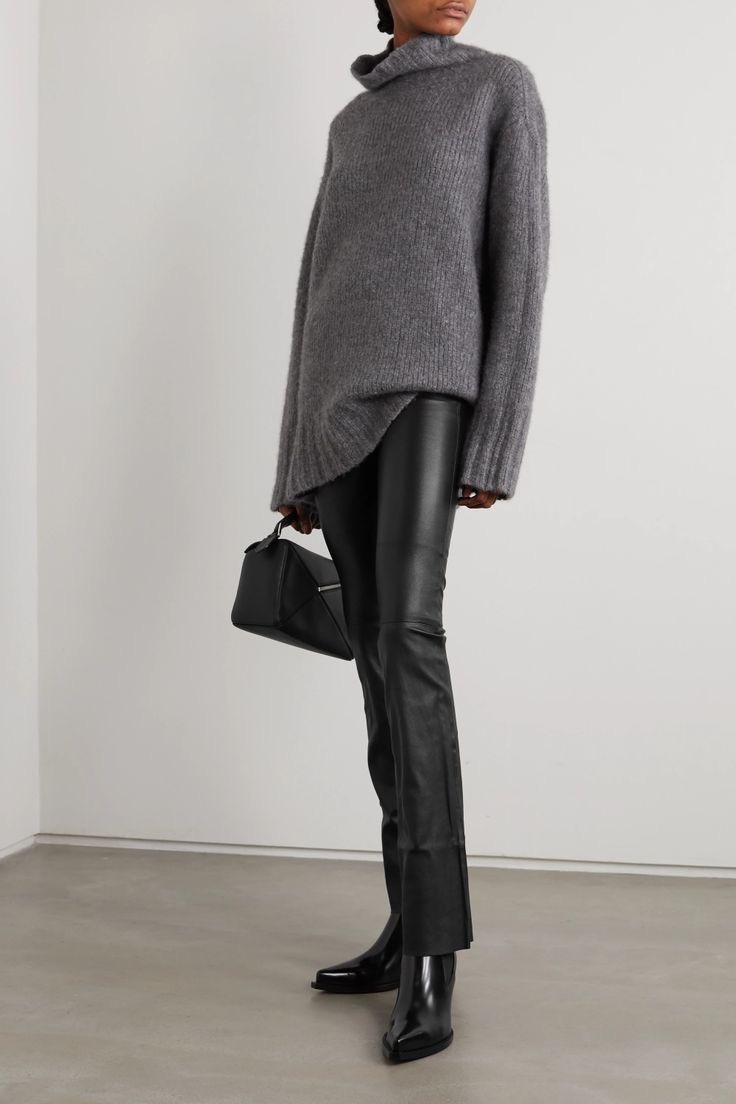 leather leggings with a camo jacket