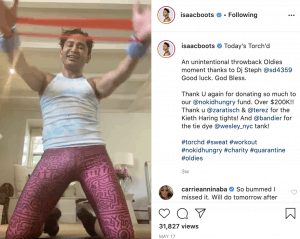 isaac boots doing torchd workout on instagram live