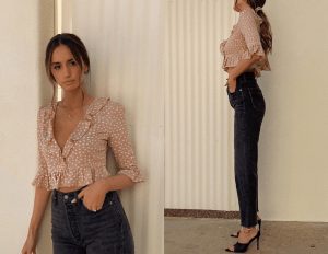 flirty top and denim what top to wear with black skinny jeans