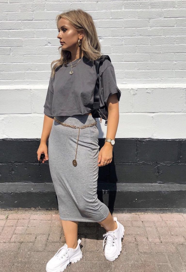 Monochromatic Cropped T-Shirt + Skirt Monochromatic Cropped T-Shirt + Skirt