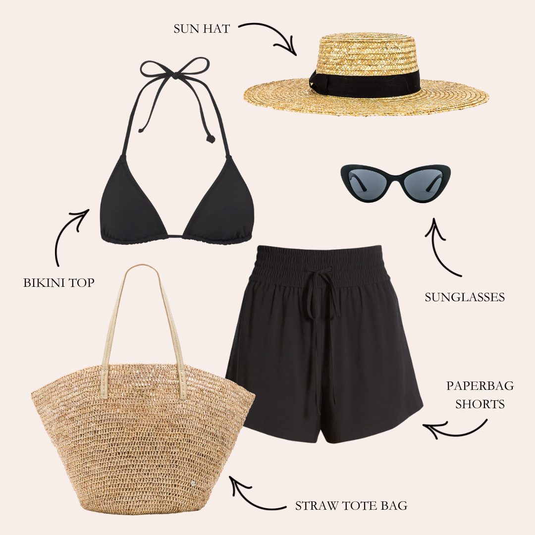 paperbag shorts as a swim coverup