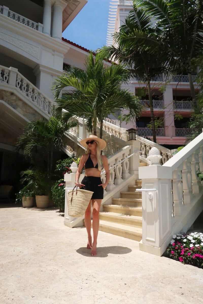 paperbag shorts with a swimsuit