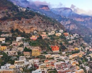 sunset in positano amalfi coast
