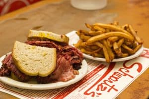 smoke meat sandwich at schwartzs deli montreal