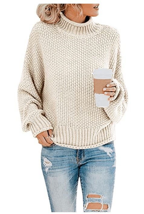 Saodimallsu Womens Turtleneck Oversized Sweater
