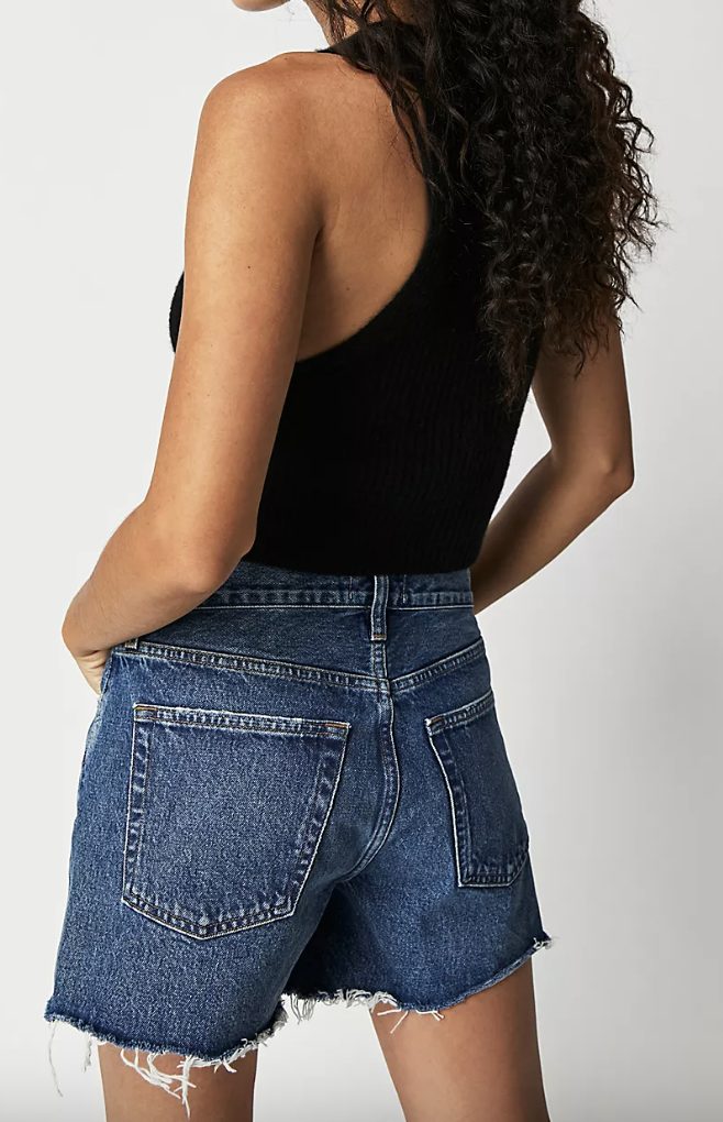 Best denim shorts for big butts agolde Parker long denim shorts