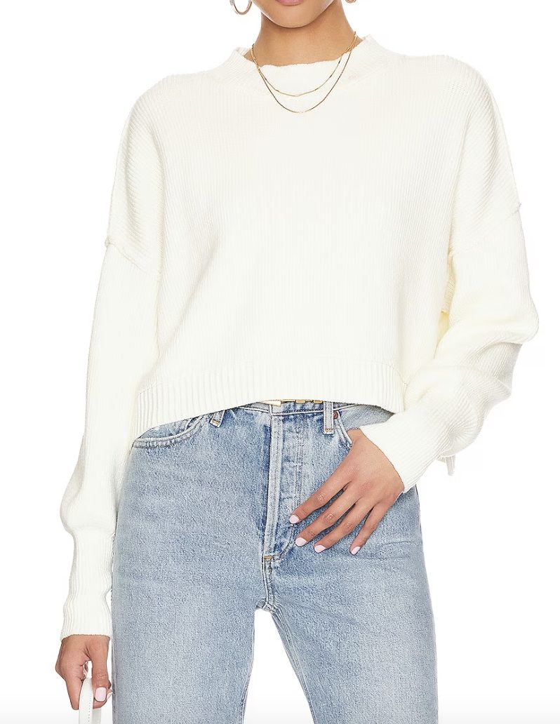 white cropped sweater