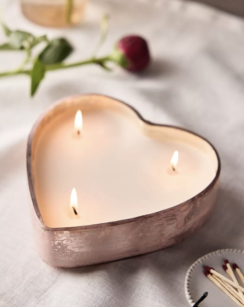 Glass Heart Candle Glass Heart Candle