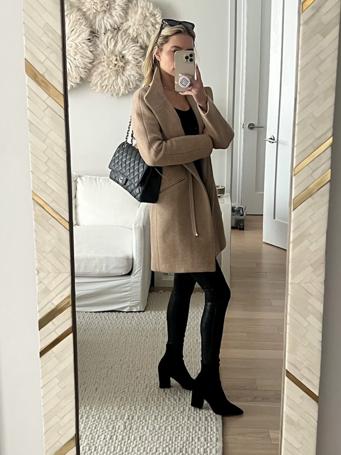 Oversized Coat Leather Leggings Oversized Coat + Leather Leggings + Ankle Boots