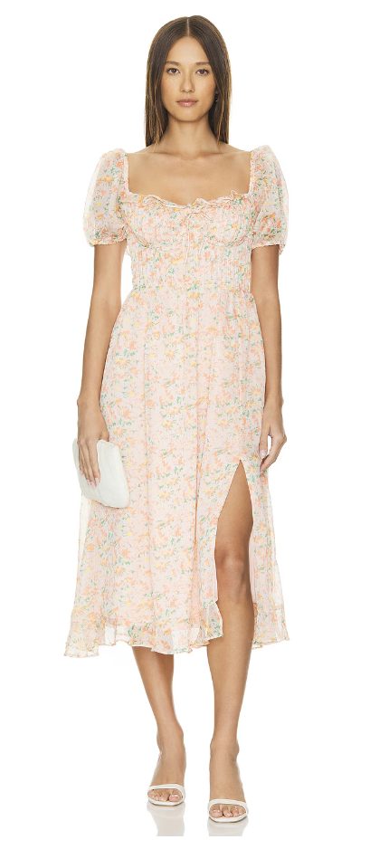 floral midi sweetheart neckline dress | The 15+ Best Dresses for Big Boobs