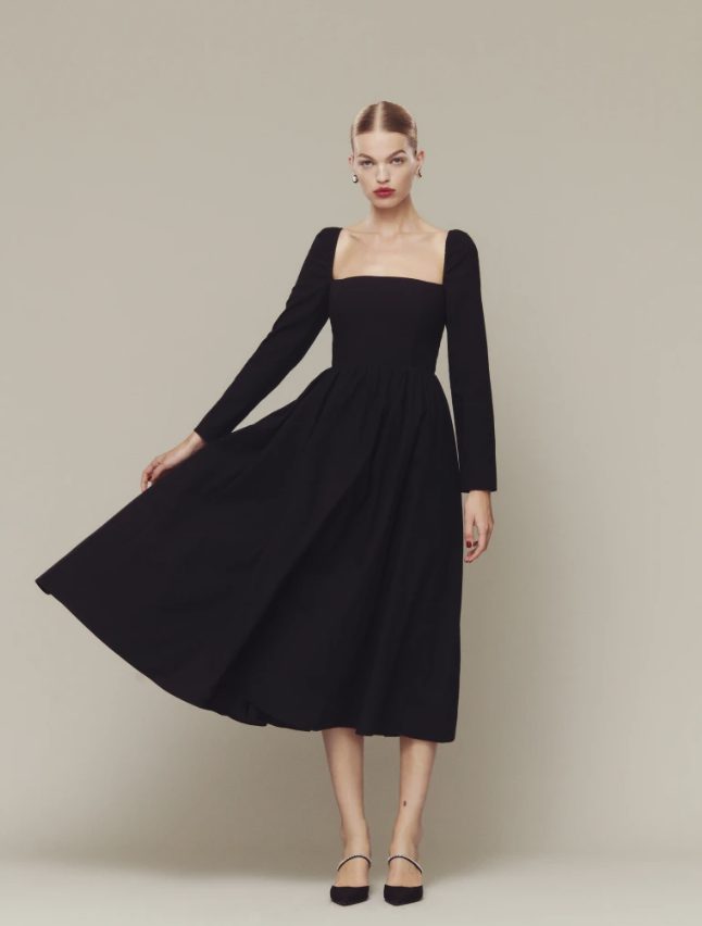 black square neck maxi dress