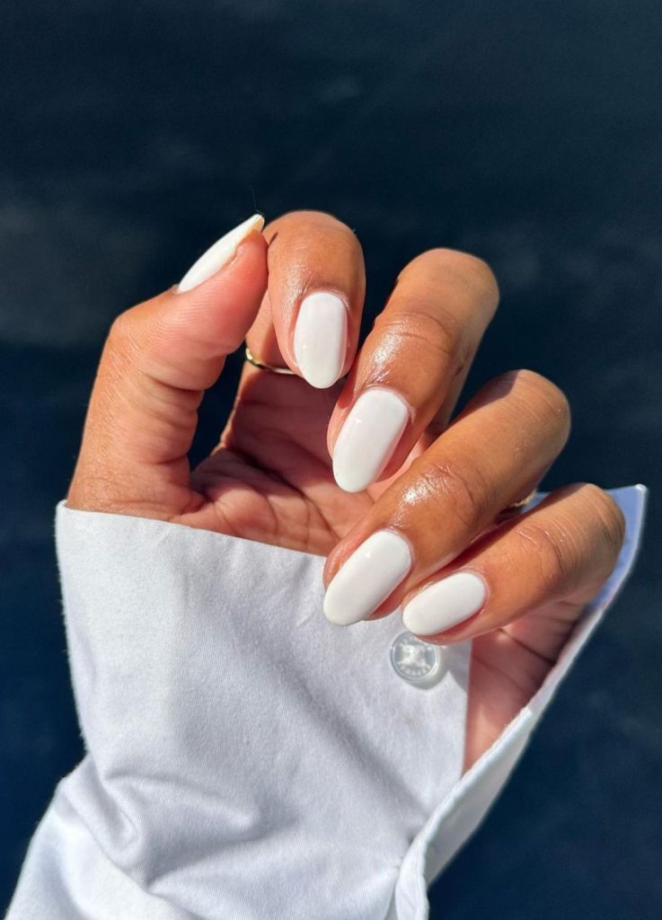 white nail polish manicure