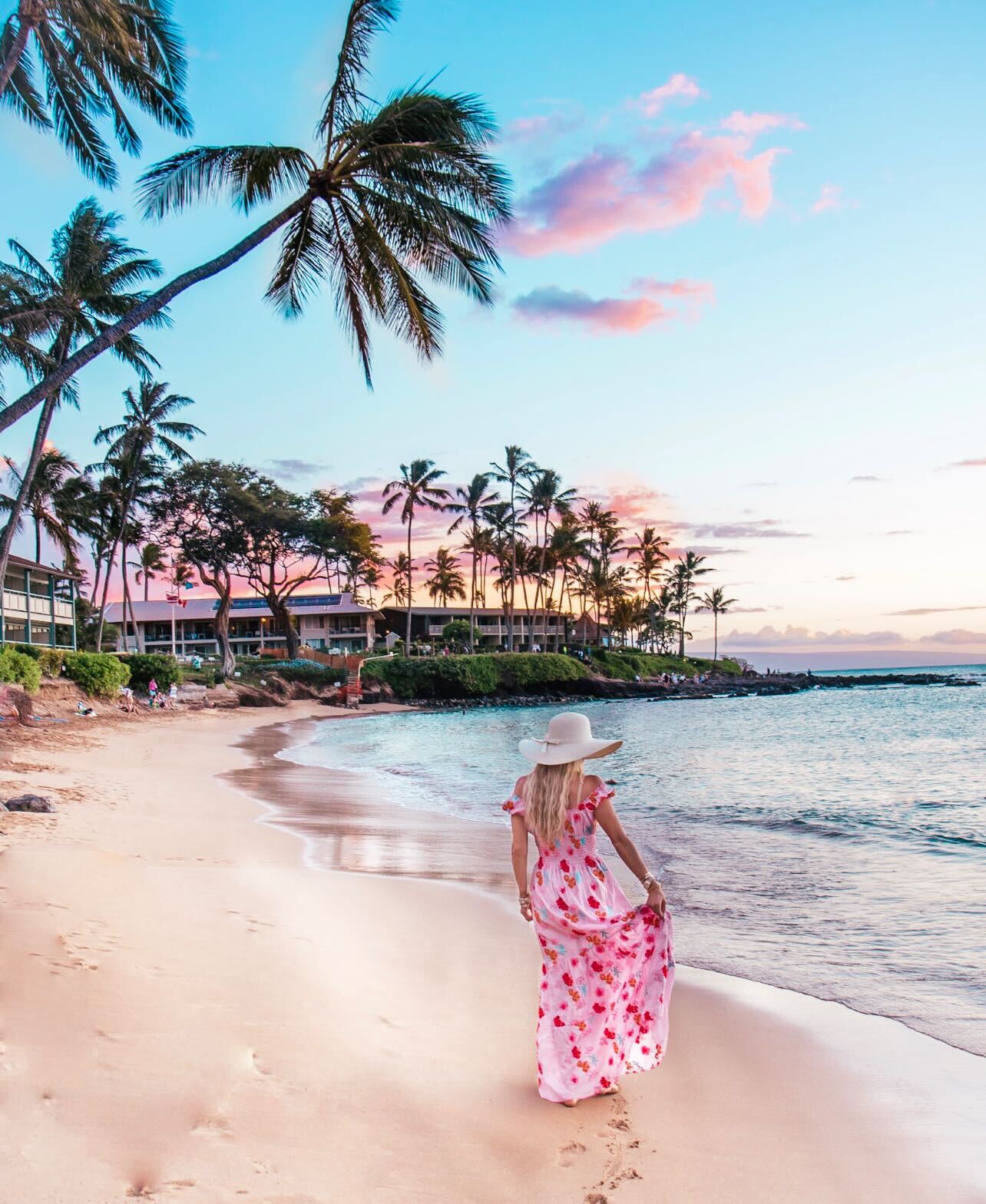 floral dress and straw hat floral dress and a straw hat